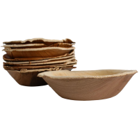 10x Runde Schale aus Palmblatt Größe 12,5 cm
