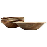 10x Runde Schale aus Palmblatt Größe 15,5 cm