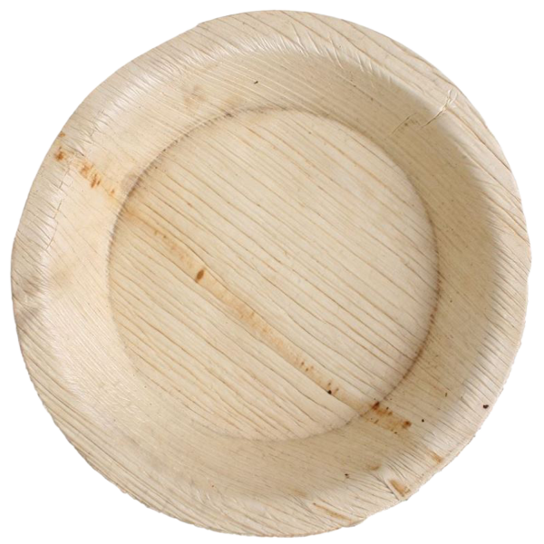 10x runder Teller aus Palmblatt Größe 15 cm