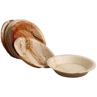 10x runder Teller aus Palmblatt Größe 15 cm