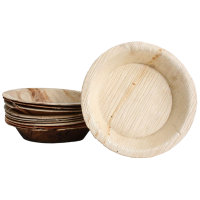 10x runder Teller aus Palmblatt Größe 15 cm