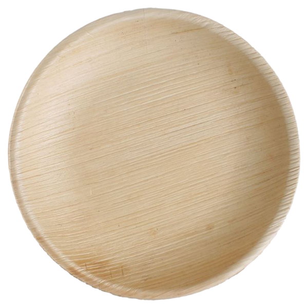 10x runder Teller aus Palmblatt Größe 18 cm