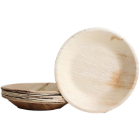 10x runder Teller aus Palmblatt Größe 23 cm