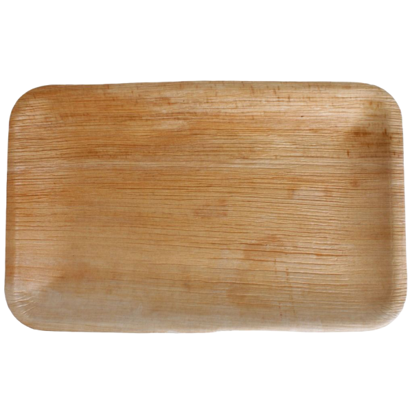30x rechteckige Teller aus Palmblatt 15 x 23 cm