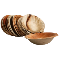 50x Runde Schale aus Palmblatt Größe 11,5 cm
