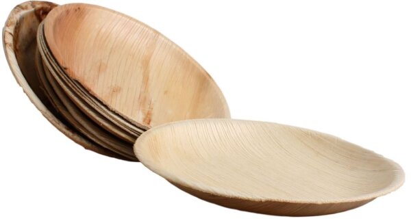 50x runder Teller aus Palmblatt Größe 18 cm