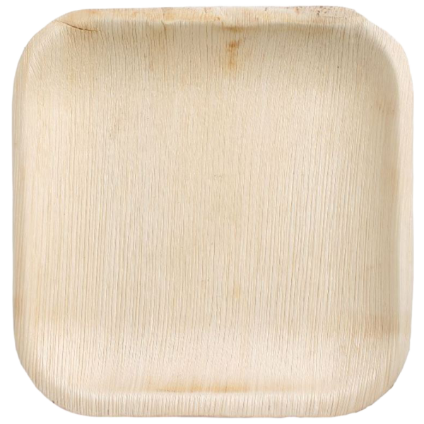 50x viereckiger Teller aus Palmblatt Größe 18x18