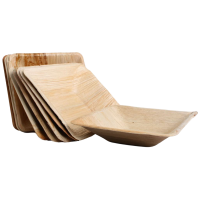 100x eckige Schale aus Palmblatt Größe 18 x 18 cm