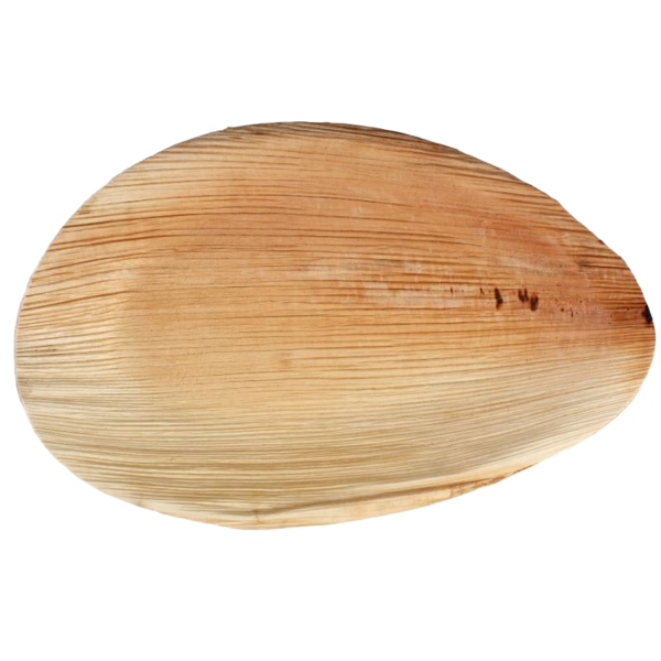 10x ovaler Teller aus Palmblatt Größe 26 cm