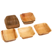 10x viereckige Schale aus Palmblatt Größe 14 cm x 14 cm